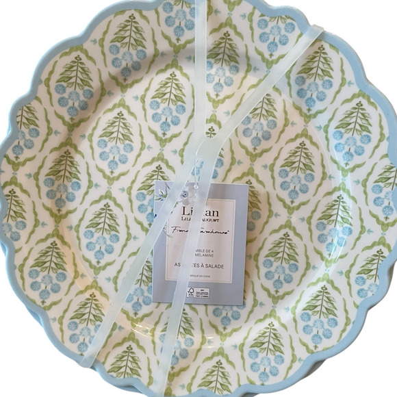 Lillian August French Farmhouse Floral Melamine Salad Plates 9in Set of 4 New - Picture 9 of 9